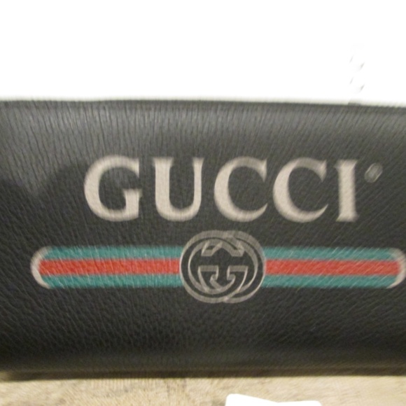 new GUCCI LOGO Black women's  LEATHER Zip Around Wallet w/ plenty of compartment - Picture 7 of 15